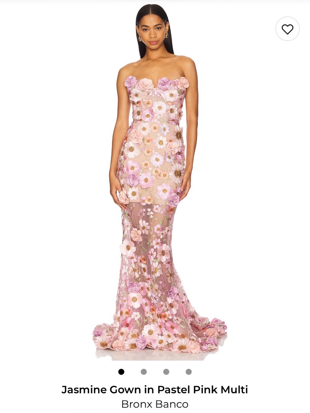 Bronx and Banco Pink Floral Strapless Mesh Gown - Picture 4 of 9